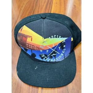 Vintage Hat Cap Snap Back Adult Fly Society Beach Black Y2K Mens